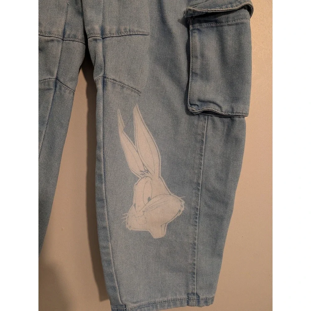 Justice Looney Tunes Kids Light Wash‎ Cargo Jeans Bugs Lola Bunny Blue Size 12